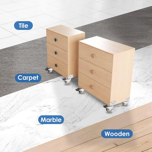 W B D WEIBIDA Side Mount Casters Wheels, 2 Inch L-Shaped Small Rubber Casters, Set of 4, Light Duty for Furniture