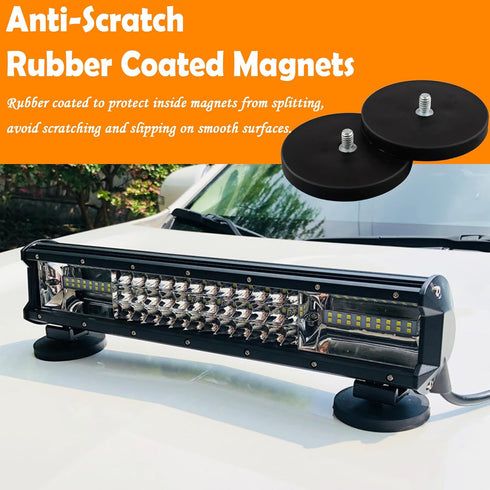 Strong Rubber Coated Magnets with 1/4-20 Male Threaded Stud, 2Pack Heavy Duty Neodymium Mounting Base