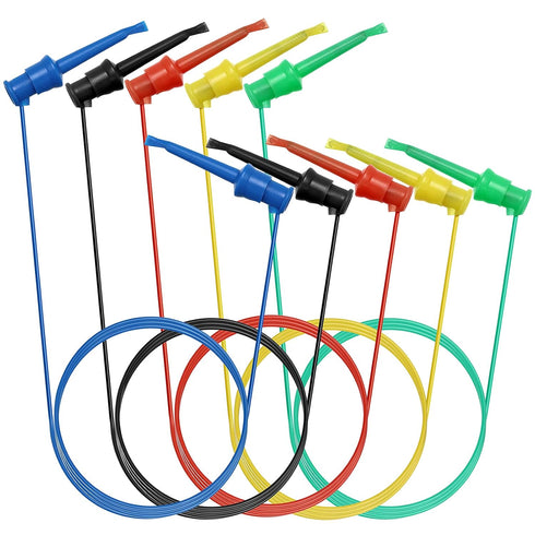 Sumnacon 5 Pcs Multimeter Electrical Test Dual Lead Test Hook Clips, 5 Colors Silicone Flexible Test Cables