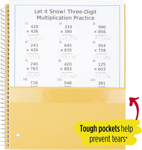 Five Star Spiral Notebook, 1 Subject, College Ruled Paper, 100 Sheets, Yellow, 11" x 8-1/2" (73475)