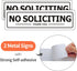 No Soliciting Sign, Self Adhesive Aluminum Sign, 2" x 7" White with Black Letters for House Business, 2 Pack