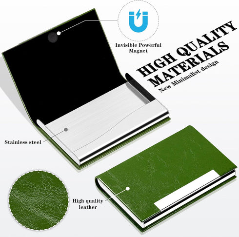 Padike Business Card Holder - Professional PU Leather & Stainless Steel Multi Card Case, Wallet for Men & Women