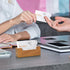 Business Card Holder for Desk, Acacia Wood Organizer for Office Home Tabletop Exhibition