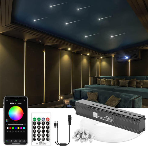 CHINLY Meteor 3W 96pcs 0.03in 9.8ft Bluetooth 12LEDs Fiber Optic Lights Kit