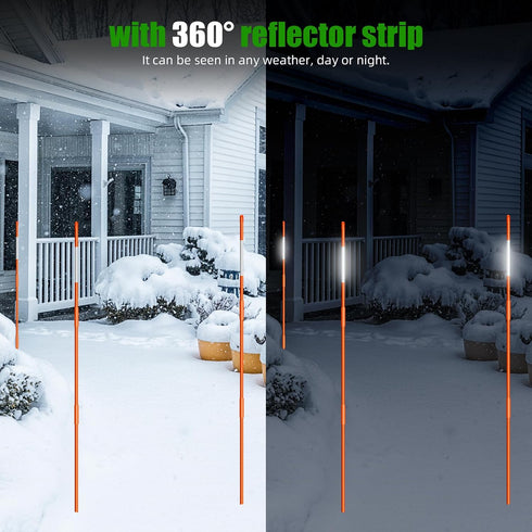 AHKUNMT 20Pcs Markers,4Ft (20, Driveway Driveway Reflective Poles, Orange Fiberglass Snow Stakes with Reflective Tape