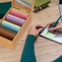 DLUGOPIS 3x5 4 1200 5.9"W 10"D 4"H Bamboo Index Card Organizer - Index Card Holder Box With Dividers - Wood Recipe Box