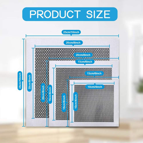 Drywall Repair Kit 12 Pieces Aluminum Wall Repair Patch Kit, 4/6/8 inch Fiber Mesh Over Galvanized Plate, Dry Wall Hole Repair Patch Metal Patch with Extended Self-Adhesive Mesh (12 Pcs)