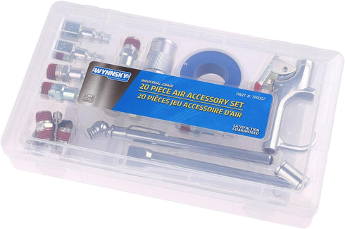 WYNNsky Air Hose Fittings 1/4 Inch NPT, Coupler/Plug with Storage Case, Blow Gun, Tire Gauge, 20-Piece