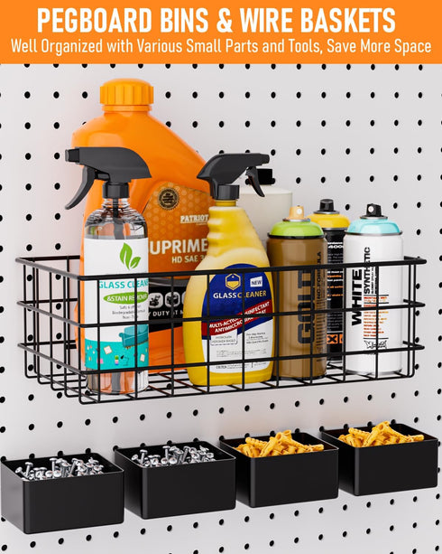 INCLY 238PCS Pegboard Accessories Organizer Kit, Hooks Assortment with Bins and Paper Towel Holder for Garage