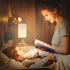 Set 2,Natural Shade,Cozy Small Bedside Table Lamps for Bedroom of Round Wood Base&Fabric Linen Night Light for Study