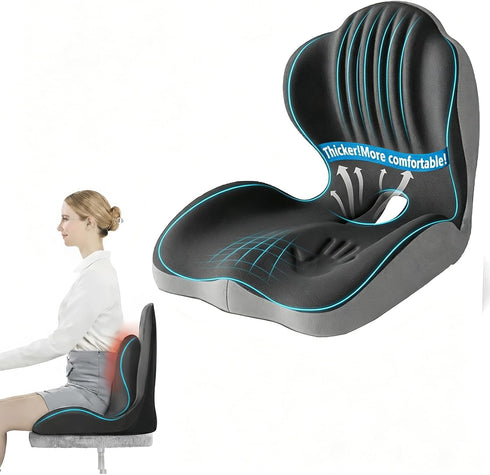 Ergonomic L-Shaped Memory Foam Seat Cushion with Lumbar Support, Designed to Help