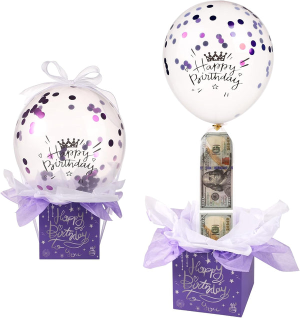 lasuroa Pull Money Balloon Box for Cash Gift, Funny Happy Birthday Balloon Surprise