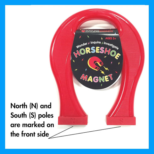 Dowling Magnets Giant Horseshoe Magnet for Kids, 8.5" x 7" x 1.125", Red, Ages 3+