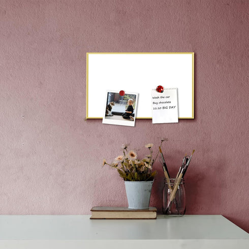 Dry Erase White Board, 8"x 13" Gold Aluminum Frame Magnetic Whiteboard for Wall Office, School, Home