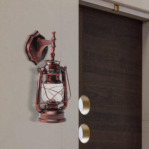 Liffshsy Retro Antique Vintage Rustic Wall Sconce, Lighting Lantern Mounted Light with Glass Indoor Light Fixture