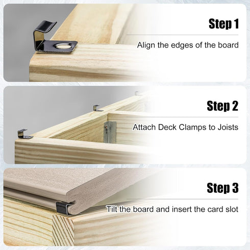 48-Pack Black Stainless Steel Deck Start Clips, Concealed Fasteners with Deck Screws for 400 Sqm, Includes 2 Drill Bits