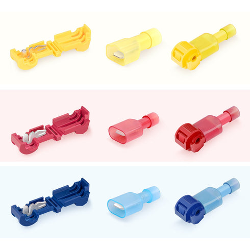 Nilight - 50031R 240 Pcs/120 Pairs Splice Wire Terminals T-Tap Self-Stripping Kit with Quick Disconnects