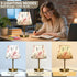 Dimmable ALAZA Table Lamp for Bedroom Nightstand Pink Peonies Rose Flower Bedside Lamp with USB Port Fabric Shade Desk