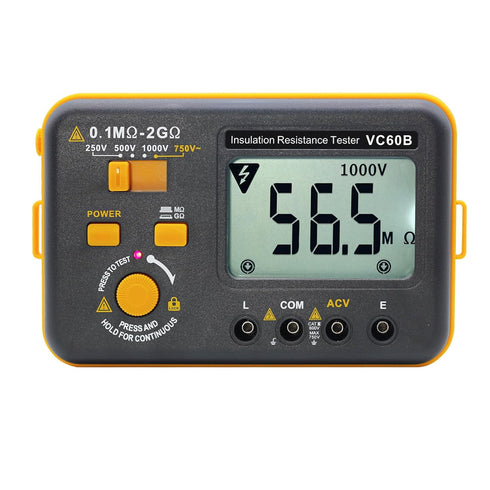 VC60B Digital Insulation Resistance Tester, Electrical Megaohm Meter with 250V/500V/1000V Test Voltage