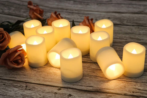 Set 12 1.5 2 Inch) GenSwin Waterproof Outdoor Flameless Candles Flickering with Timer, Battery Operated LED Pillar