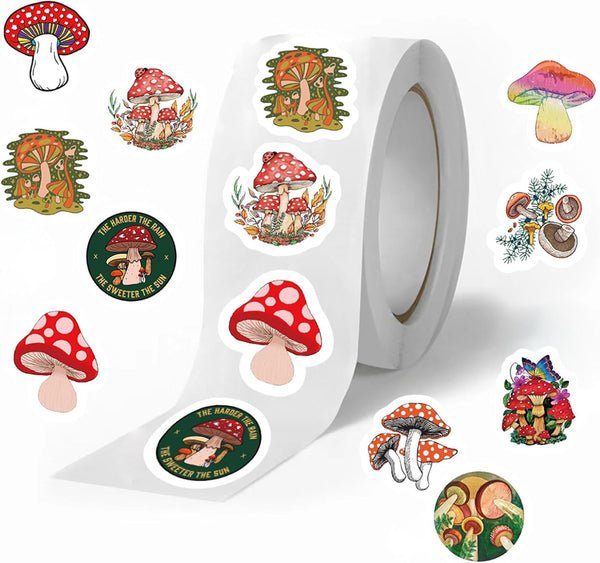 MAQIYI Mushroom Rolls Small Stickers 500Pcs Cute Circle Teacher Supplies Stickers Classroom 10
