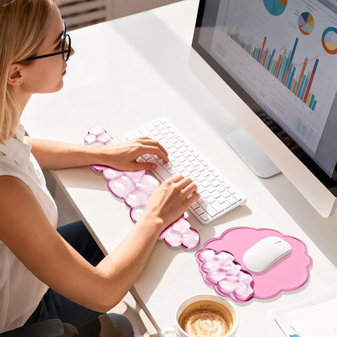 Set Keyboard Wrist Rest Ergonomic Cloud Wrist Rest Keyboard and Mouse Pad, Non-Slip Desk Accessories for Office