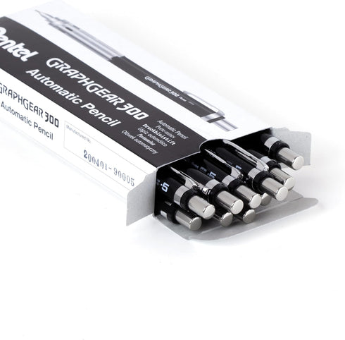 Pentel GraphGear 300 Mechanical Pencil, Box of 12 Pencils, Black (0.5mm)