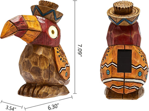 Solar Tiki Statue-WoodWoodpecker Bird-Garden Hawaiian - Solar Outdoor Light Garden Sculptures & Statues Totem Pole Bar Outdoor Patio Pool Yard Summer Decorations