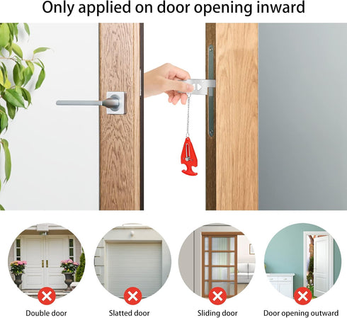 Portable Door Lock for Travel, Hotel Room Security Devices, Apartment Jammer, Additional Safety, 2022 Upgrade (Red
