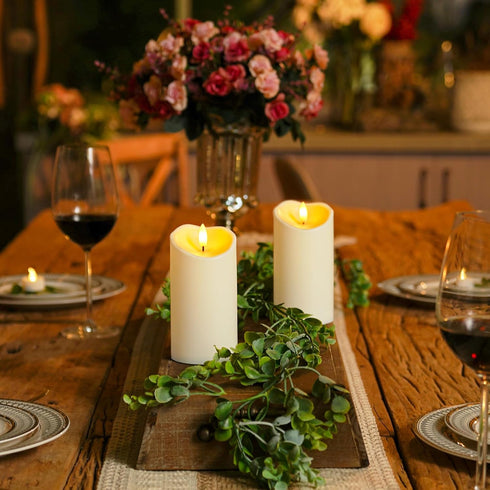 Homemory Outdoor Waterproof Flameless Candles - 6"x3" LED Candles with Remote and Timers, Set of 2 Ivory White