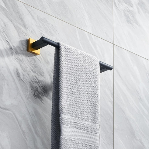 12-Inch Towel Bar, Miyili SUS 304 Stainless Steel Hand Towel Holder for Bathroom or Kitchen Wall Mount, Black & Gold