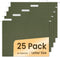 SUNEE 25 Pack Hanging File Folders, Reinforced Letter Size with Adjustable 1/5-Cut Tabs for Bulky Files, Standard Green