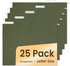 SUNEE 25 Pack Hanging File Folders, Reinforced Letter Size with Adjustable 1/5-Cut Tabs for Bulky Files, Standard Green