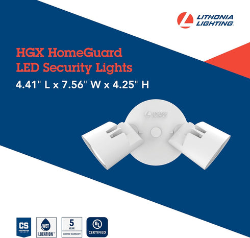 2-Light 4000K 2RH 40K 120 M2) Lithonia Lighting HomeGuard LED Outdoor Flood Lights, Wall or Ceiling Mount Outdoor