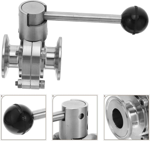 304 25 NOLITOY Stainless Steel Sanitary Butterfly Valve Lightweight with Hand Lever, Quick-connect Replacement Valve