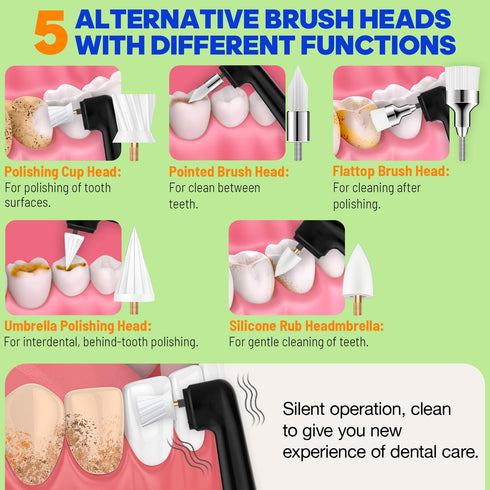 RRZIOM 5 5 Tooth Polisher, Rechargeable Teeth Polisher for Teeth Whitening and Cleaning Kit, Waterproof Tooth Polish