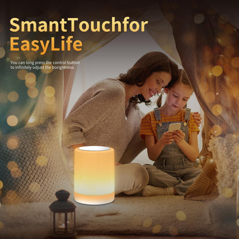 OORUN Lamp,13 5 Dimmable (2 Pack Touch Bedside Table RGB Colors & Brightness, USB Rechargeable Desk Lamp, Remote