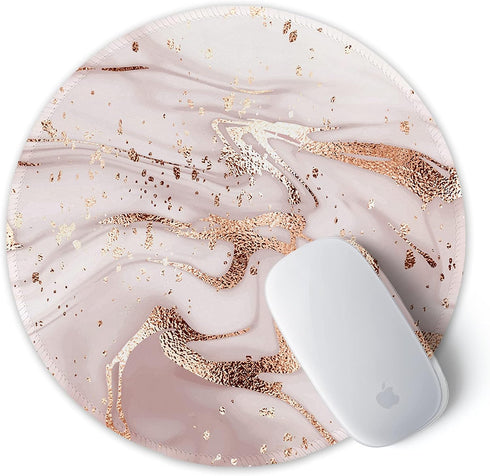 ITNRSIIET Round Mouse Pad with Stitched Edge, Premium-Textured Waterproof Non-Slip Rubber Base, 8.7 inches, Rose Gold
