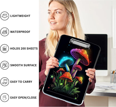 Clipboard with Storage, Heavy Duty Plastic Clipboard Case Box with Pen Holder, Storage Box with Clips for School Office