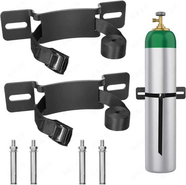 2PCS Propane Tank Holder, Steel Fabrication Nitrogen Tank Mount with Screws and Safety Chain, Suitable for 4"-12" Gas