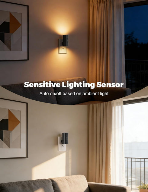 2-Pack Dimmable 90Rotatable 0-100LM 3000K 1W fesnne Night Light, Plug-in Night Light with Plug, Adjustable Brightness