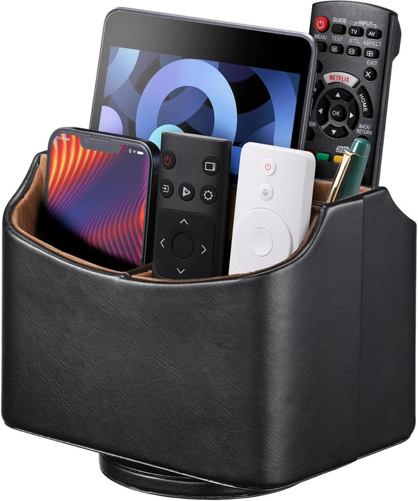 Remote Control Holder, Spinning Desk Organizer, Nightstand Bedside Caddy for TV Remotes/Tablets/Phones/Eyeglasses/Books/Pens