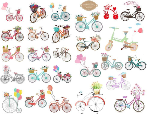 Seasonstorm Love Flower Bicycle Aesthetic Diary Travel Journal Paper Stickers for Scrapbooking Stationery.