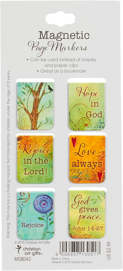 Christian Art Gifts Magnetic Scripture Bookmark Set with Bible Verse: God Gives Peace - John 14:27