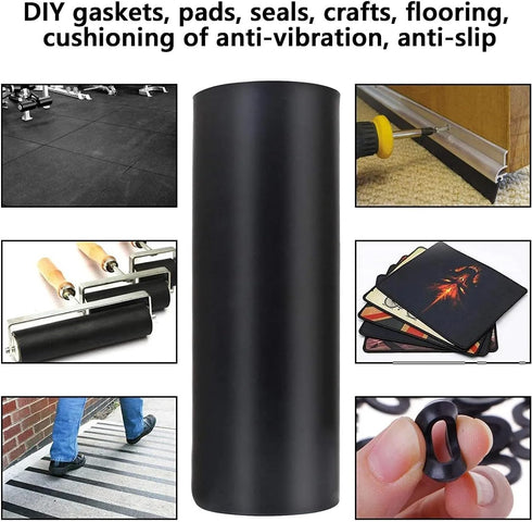 Neoprene Rubber Strip Roll, 11.8" Wide × 48" Long × 1/8" Thick, Easy Cut Solid Sheet for DIY Gaskets, Crafts, Flooring