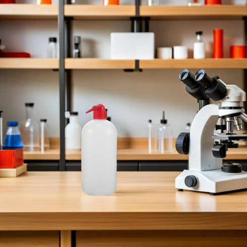 6pcs 1000ml SHERCHPRY Laboratory Narrow Mouth Wash Bottles with Crimson Lids, Plastic Chemistry Squeeze Bottles