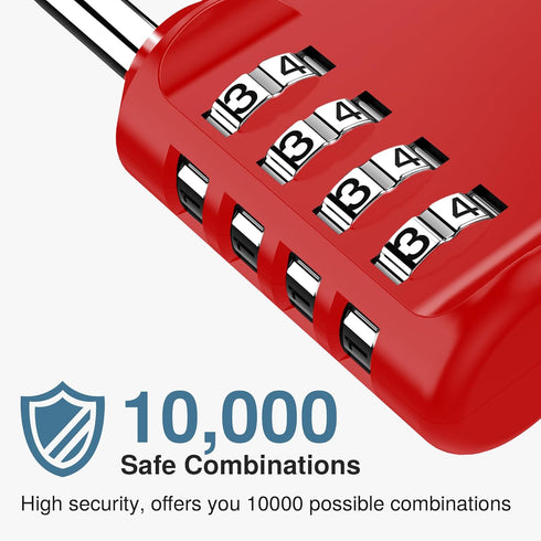 Puroma 1 Pack Combination Lock 4 Digit Locker Lock Outdoor Waterproof Padlock for School Gym Locker, Sports Locker, Fence, Toolbox, Gate, Case, Hasp Storage (Red) by Puroma