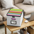 Huolewa Portable Leather File Organizer Boxes with Lids, Collapsible File Folder Organizer Boxes, Decorative Small
