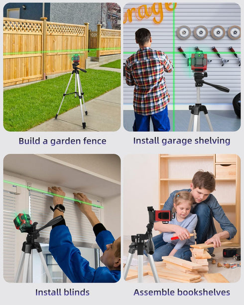 Xincere 55 inch 1/4"-20 3D Aluminum Laser Level Tripod with Green Bubble Level, Lightweight Quick Release Plate, Screw
