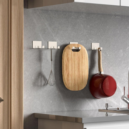 4 Pack Stainless Steel Shower Hooks Razor Holder, Ideal for Loofah, Towel, Coat - Perfect Bathroom Hooks